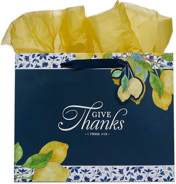 Christian Art Gifts Large Landscape Inspirational Scripture Gift Bag, Tag & Tissue Wrapping Paper Set for Women: Give Than...