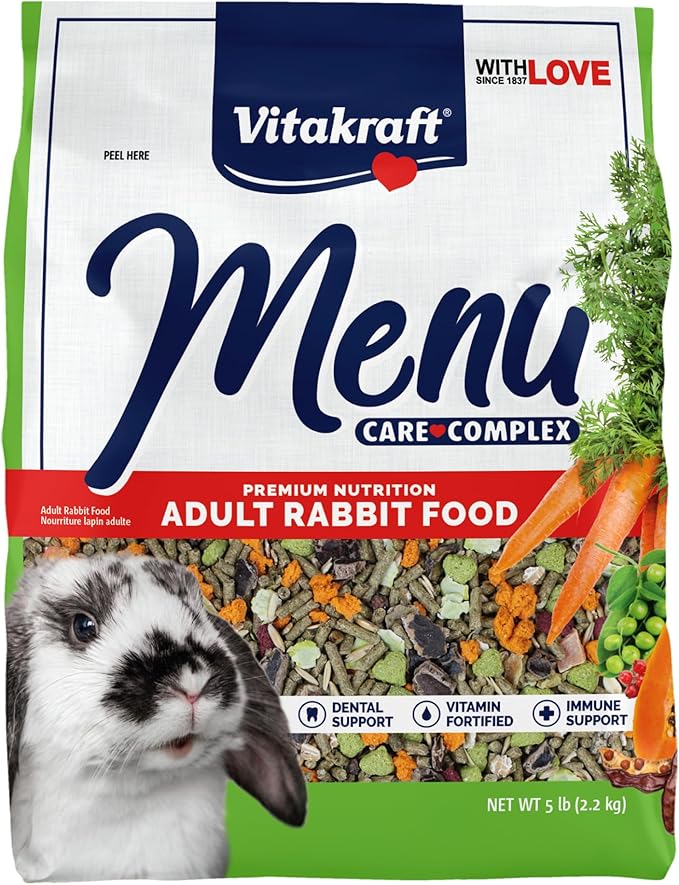 Vitakraft Menu Premium Rabbit Food - Alfalfa Pellets Blend - Vitamin and Mineral Fortified, Carrots, Greens, Grains, Fruit...