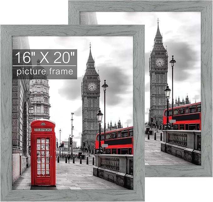 Golden State Art, 16x20 Picture Frame - Wide Molding - Wood Grain Rustic Style - Back Hangers for Wall Display - Great for...