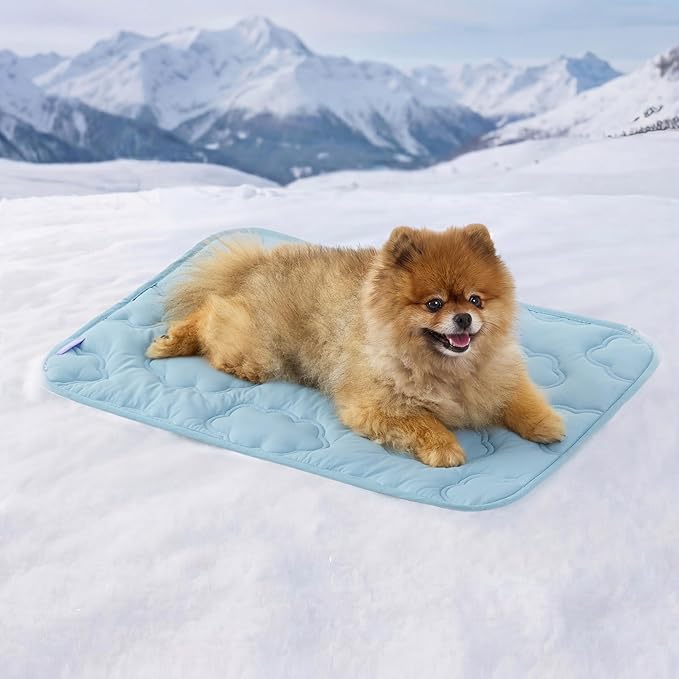 LE SURE Dog Cooling Mat for Small Dogs - QMAX>0.5 Breathable Thin Cool Crate Pad for Cat with Chill Fiber and Innovative M...