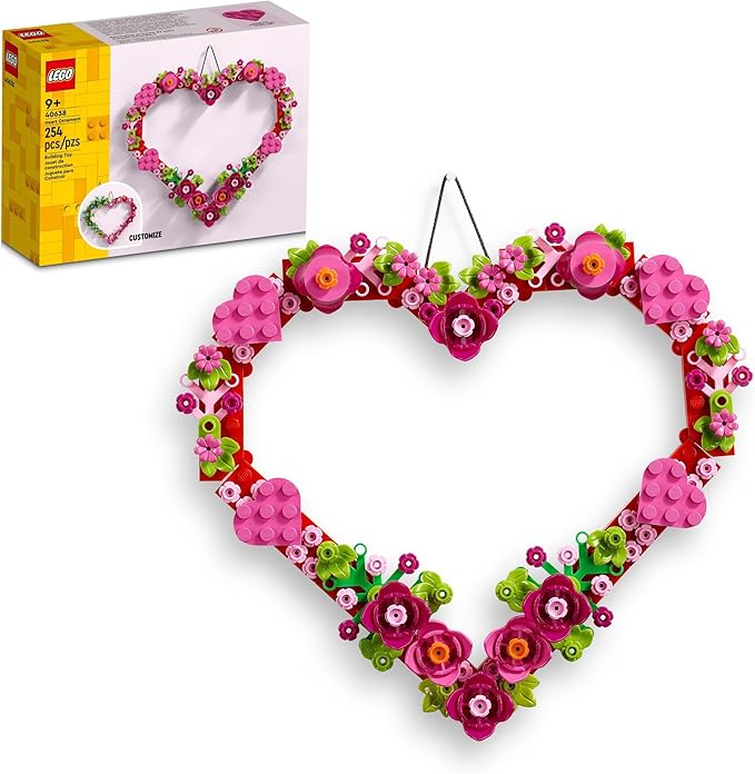 LEGO Heart Ornament Building Toy Set - Fun Arts and Crafts Idea for Girls and Boys, Ages 9+ - Display on The Wall as Home ...