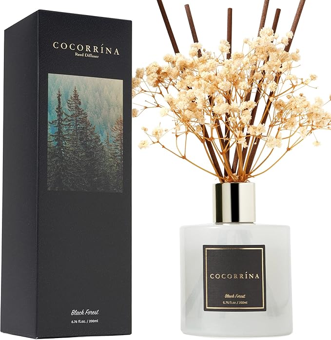 Cocorrína Reed Diffuser Sets, 6.7 fl oz. Black Forest Diffuser with Sticks Home Fragrance Reed Diffuser for Bathroom Shelf...