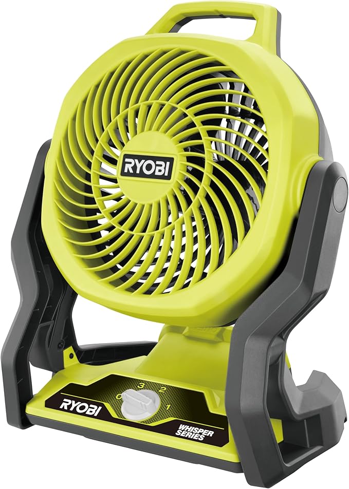 RYOBI RF18-0 18V ONE+ Cordless 3-Speed Whisper Fan (Bare Tool), Hyper Green
