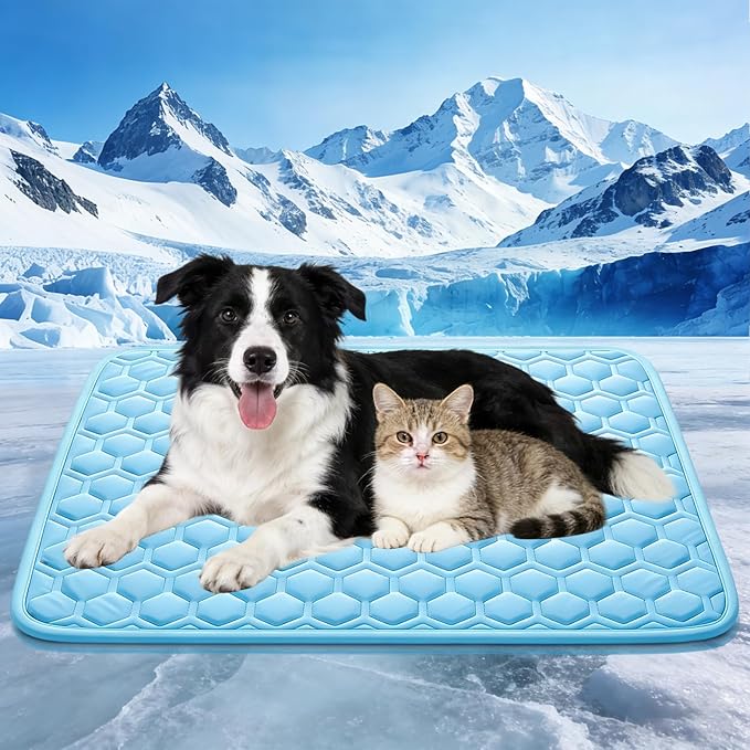 Cooling Mat for Dogs, Thick Breathable Dog Cooling Mat Q-MAX>0.45, Dog Cooling Bed Chill Cool Fiber & Non-Slip Bottom Cold...