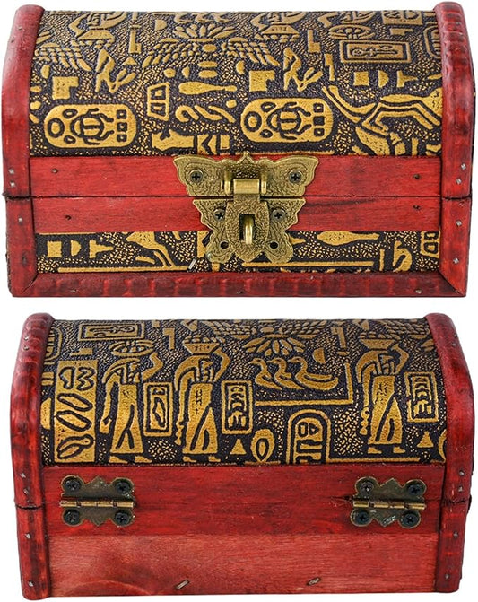 Flylin Vintage Treasure Chest Box, Wood Leather Jewelry Storage Box Case Holder with Combination Lock for Gifts, Vintage S...
