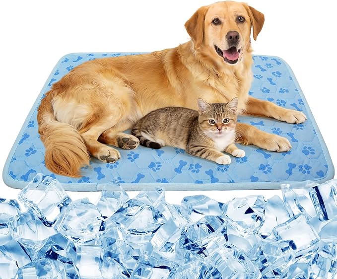 SHEJIZE Cooling Dog Mat, Q-Max>0.4 Breathable Cooling Pad for Dogs, Washable Dog Crate Mat, Non-Slip Dog Cooling Bed for I...