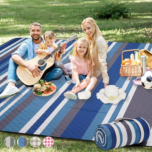Picnic Blankets Outdoor Extra Large - 80"x80" Waterproof Beach Blanket, Machine Washable 3-Layer Foldable Park Mat with Sa...