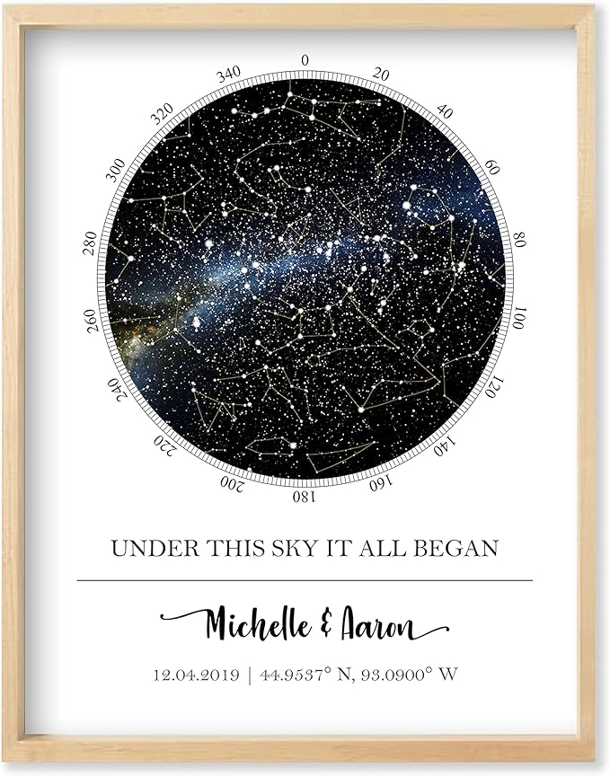 Custom Star Map - Personalized (Multiple Sizes - Unframed Print, Star Constellation Wall Art, Great Gift - Special Occasio...