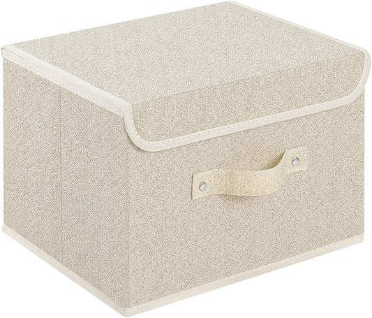 ENUMAIL Storage Boxes, Collapsible Storage Bins with Lids, Cotton and linen cloth Storage Baskets with Handle, for Books, ...