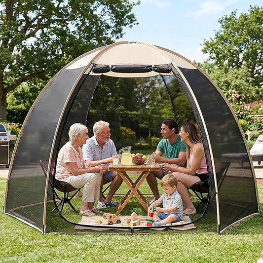 Alvantor® Pop Up Screen House Tent, Snap-fit Mesh Screen Gazebo with Peaked Roof, Portable Screen Room Canopy Shelter with...