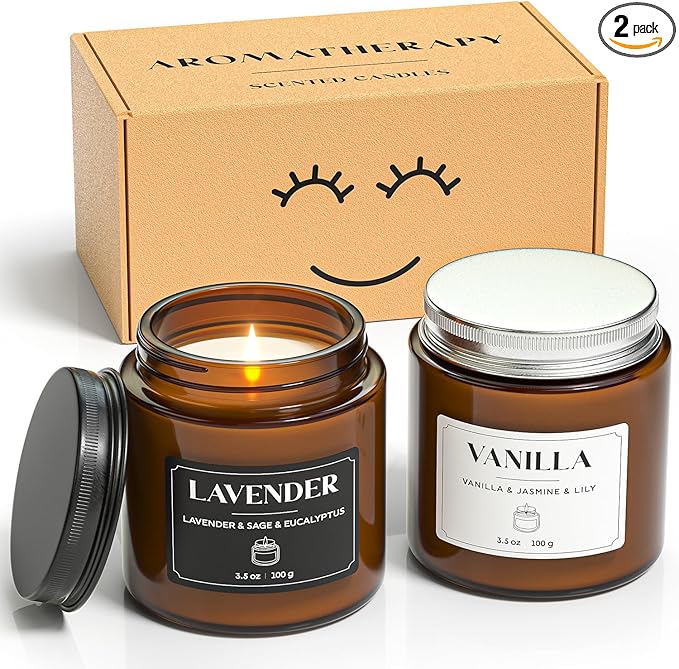 NORVENCE Scented Candles Gift Set, Stress Relief Candles for Home, Premium Soy Candle Set, Candles for Women and Men, Birt...