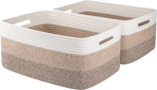 OIASKET Large Storage Basket for Organizing, Woven Rope Basket for Shelves, Closet Organizer Bins for Clothes, Blanket, To...