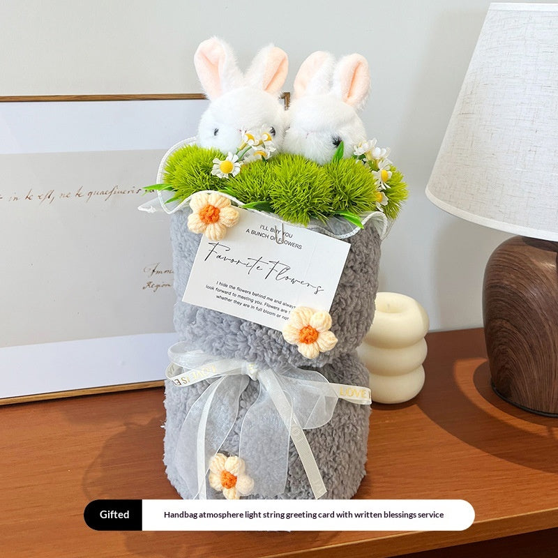 Internet-famous Rabbit Eating Grass Plush Bouquet Gift