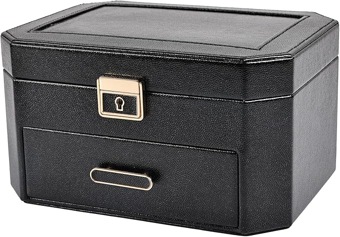 Greenfeather Jewelry Organizer Box for Women, Decorative Storage Box with Lid,Jewelry Box with Lock and Key,2 Tier Jewelry...