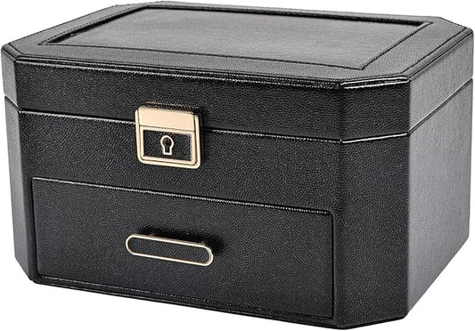 Greenfeather Jewelry Organizer Box for Women, Decorative Storage Box with Lid,Jewelry Box with Lock and Key,2 Tier Jewelry...