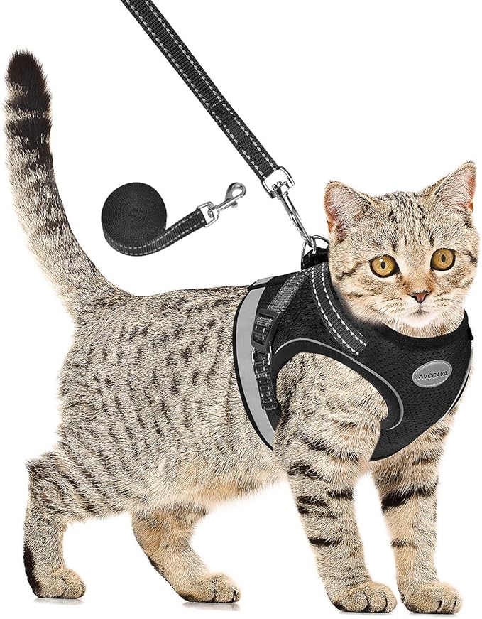 Cat Harness and Leash for Walking, Kitten Escape Proof Harnesses, Adjustable Reflective Puppy Harness with Leashes Set, Ea...