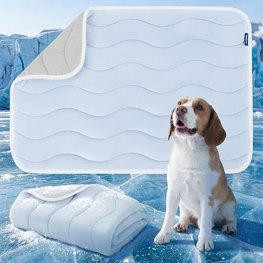 Bedsure Cooling Mat for Large Dogs - Q-Max>0.4 Thin Breathable Cooling Crate Pad Indoor for Pet with Chill Cool Fiber as C...