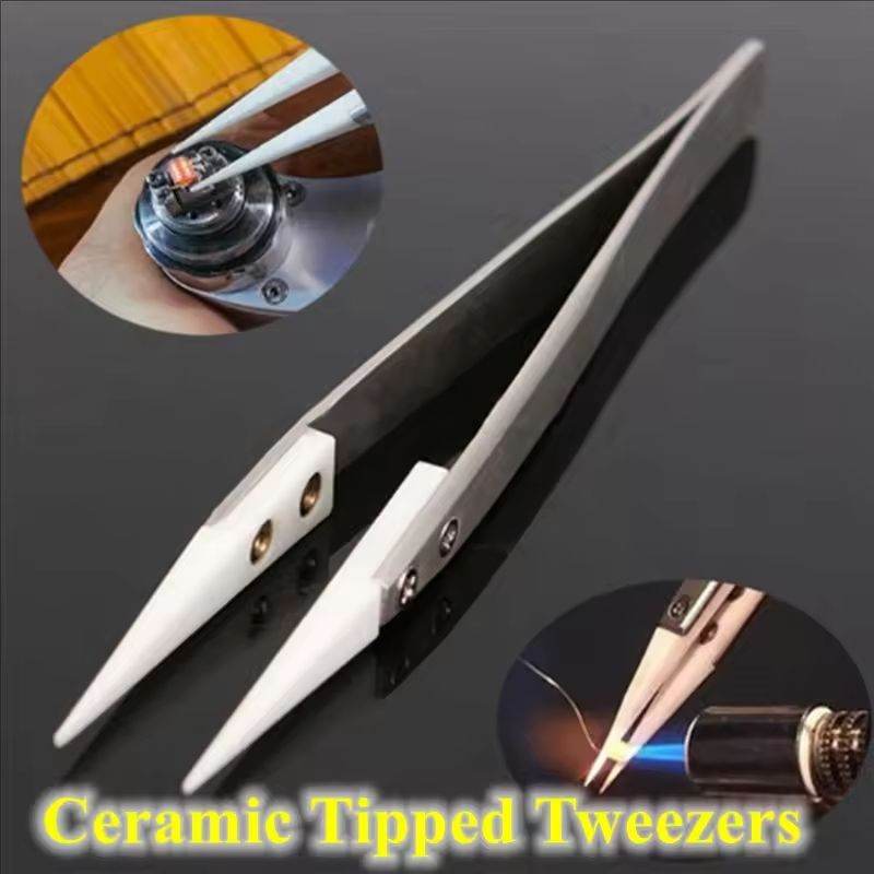 Ceramic Tweezers DIY Atomizer Heating Wire Ceramic Head Accessories High-temperature Resistant And Anti-static Tweezers