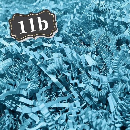 ZEBMOON 1 LB Blue Crinkle Cut Paper Shred Filler Great for Gift Wrapping, Basket Filling, Birthday, Wedding, Halloween, Th...