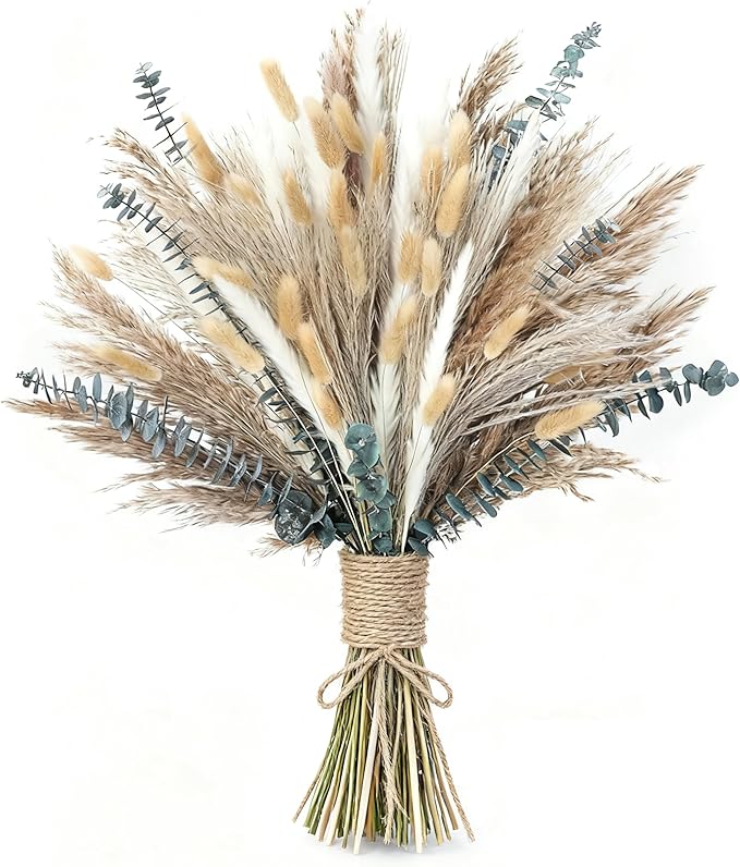 xin's convey 120 PCS Dried Pampas Grass, Dried Flowers, Reed Grass Bouquet for Bohemian Flowers Home Table Wedding Decorat...