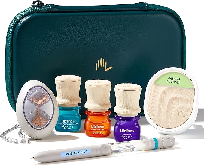 Lifelines Sensory Essentials Travel Set - Includes Everyday Aromatherapy Diffuser, Fidget Grounding Stone, Pen Diffuser & ...