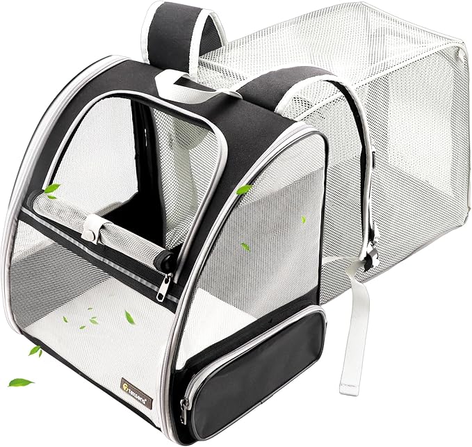 Texsens Cat Backpack - Expandable Pet Carrier for Medium Cats and Small Dogs up to 17 lbs - Breathable, Collapsible & Soft...