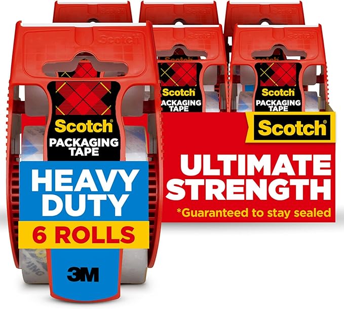 Scotch Heavy Duty Shipping Packing Tape, Clear, Packing Tape for Moving Boxes and Packaging Supplies, 1.88 in. x 22.2 yd.,...