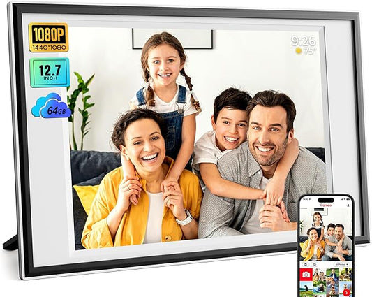 Frameo Digital Picture Frame 12.7'' 64GB Photo Frame, 1440 * 1080P IPS Touch Electronic Picture Frame, Auto-Rotate Tableto...