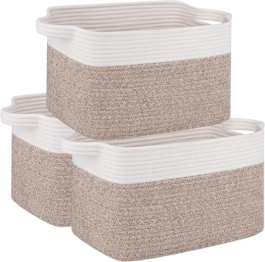 OIAHOMY 3 Pack Storage Baskets for Organizing, 13''X9.85''X8.7'' Storage Bins,Woven Basket with Handles, Toy Storage Bin,S...