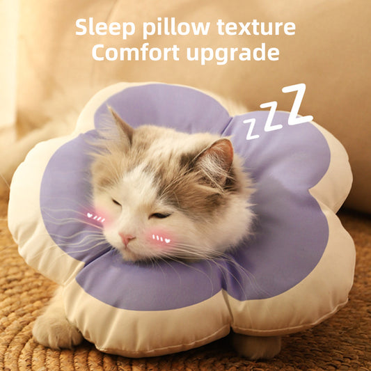 Cat Flower Cotton Neck Pet Collar Adjustable Anti-Bite Surgery Cute Solar Flower Neck Cone Beauty Head Cover