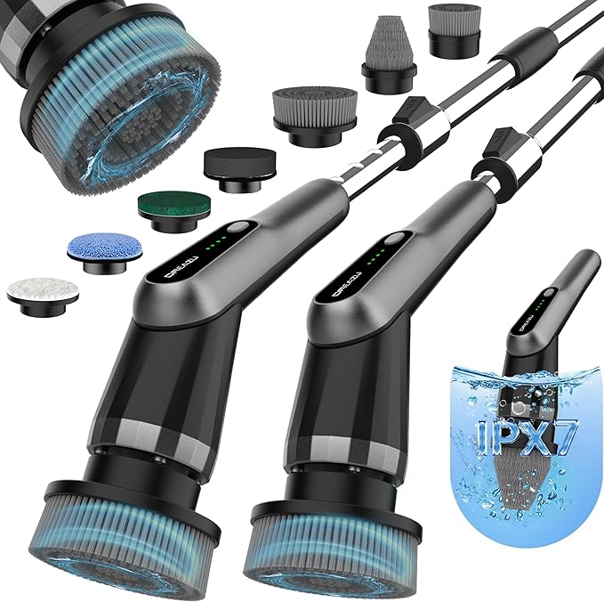 Dreazu G2-Pro Electric Spin Scrubber - Upgraded 10-in-1 Scrubber Brush Electric, Retractable Handle & 2-Speed for Bathroo...