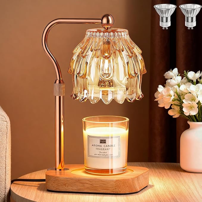 Candle Warmer Lamp with Timer - Flower Electric Wax Melter Warmer Adjustable Height for Jar Candles, Gift for Women, Mom, ...