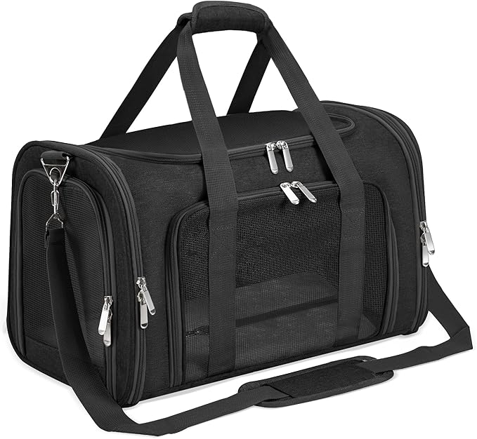 Soft-Sided Cat/Dog/Pet Carrier, Collapsible Pets Travel Carriers for Big Cats/Small Dogs with Shoulder Strap & Removable M...