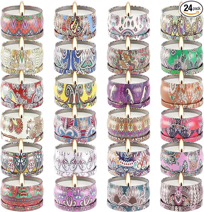 Howemon 24 Pack Scented Candles Set for Home, Relaxing Stress Relief, Aromatherapy - Natural Soy Wax and Fragrance - Gifts...