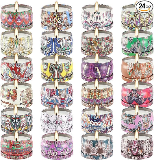 Howemon 24 Pack Scented Candles Set for Home, Relaxing Stress Relief, Aromatherapy - Natural Soy Wax and Fragrance - Gifts...