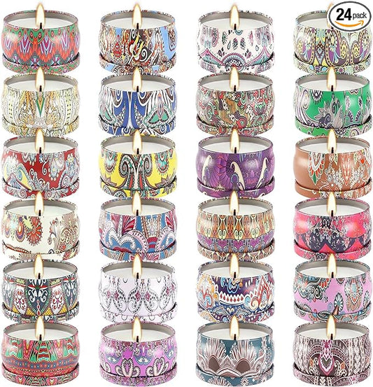 Howemon 24 Pack Scented Candles Set for Home, Relaxing Stress Relief, Aromatherapy - Natural Soy Wax and Fragrance - Gifts...