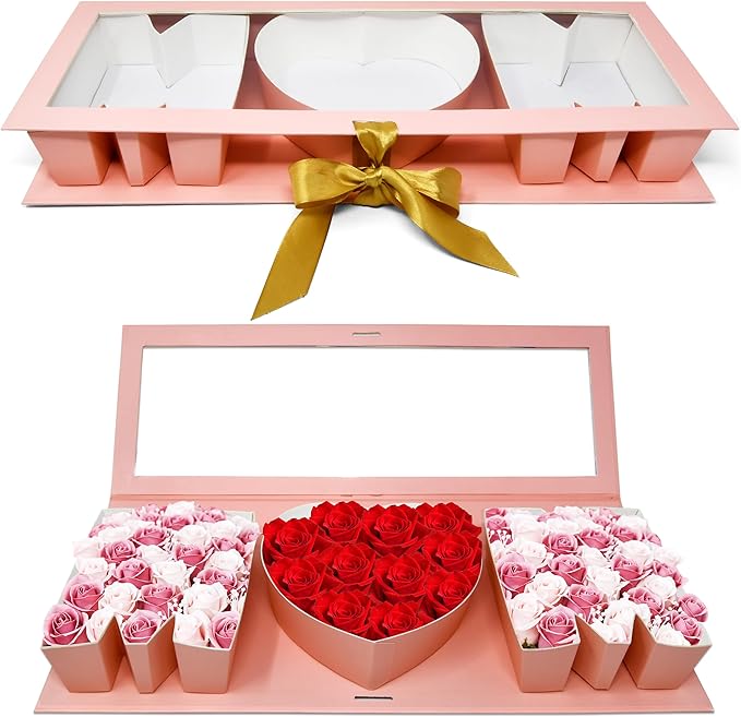 Empty Mom Flower Gift Box Mother's Day Floral Arrangement Letter Shaped Cardboard Fillable Box Chocolate Gifts Packaging f...