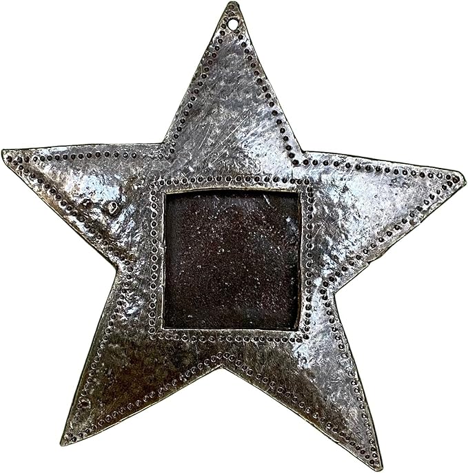 Handmade Star Frame Ornament Mini Picture Holder 4 x 4.5 Inches Haitian Art Christmas Ornament Collection, Unique Holiday ...