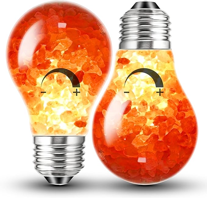 Elmoyle Dimmable Himalayan Salt Lamp LED Light Bulbs, E26 2200K Warm Amber Pink Night Light, 6W Mood Lighting, E26 A60 Sal...