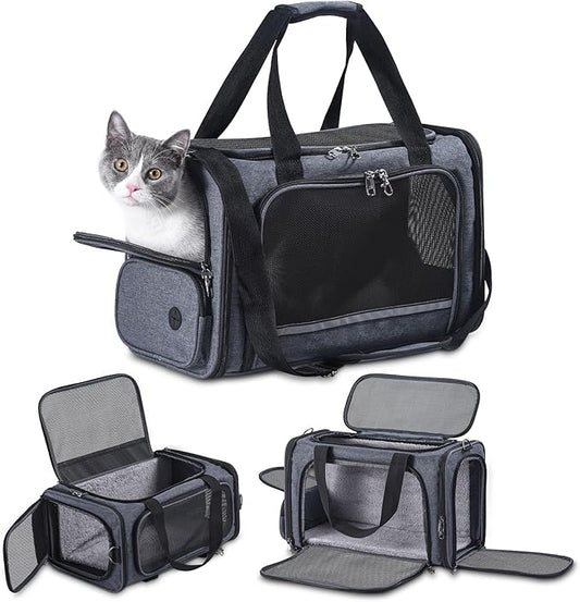 Groxkox Cat Carrier Pet Travel Carrier by Airplane Approved Under seat, TSA Airline Approved Soft-Sided Dogs Carrier Bag f...