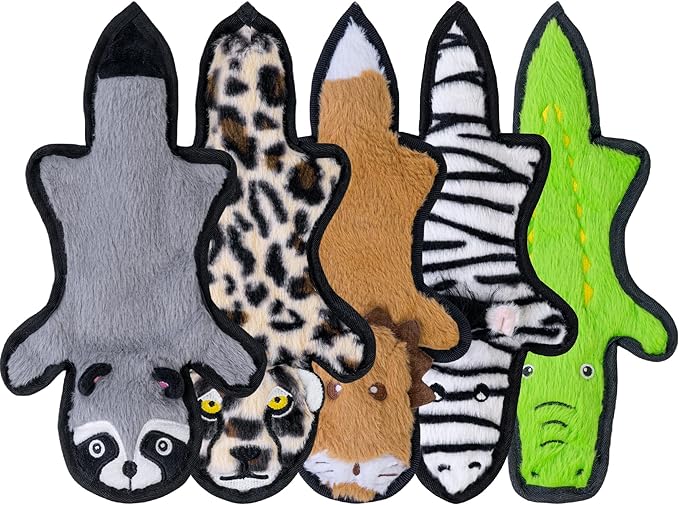 SHARLOVY No Stuffing Dog Toys Crinkle Squeaky, Long Lasting Chews for Aggressive, Durable Plush Dog Puppy Chew Toys for Te...