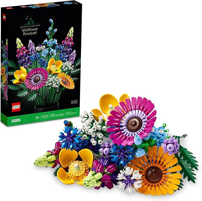 LEGO Botanicals Artificial Wildflower Bouquet - Fake Indoor Flowers Building Set for Home, Kitchen, Desk Decoration, Adult...