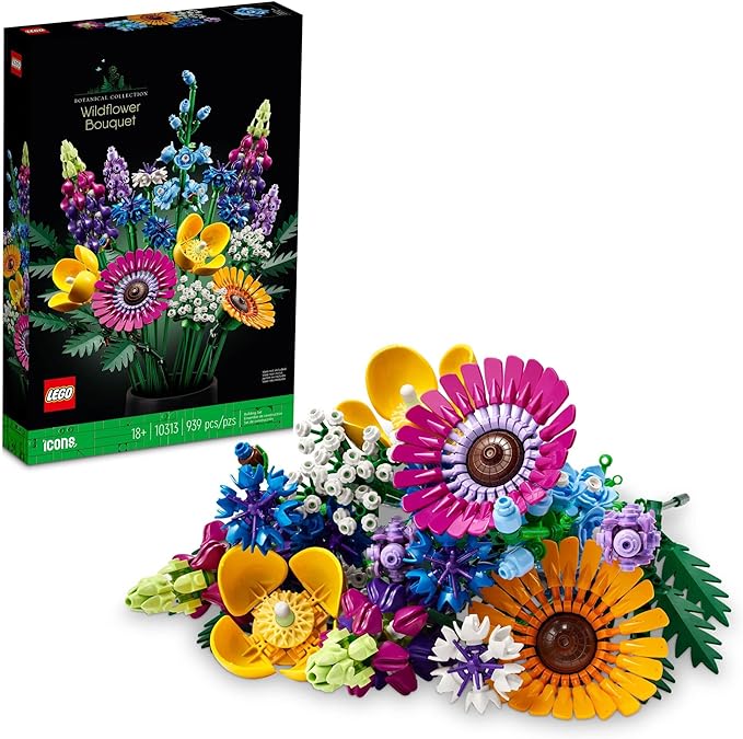 LEGO Botanicals Artificial Wildflower Bouquet - Fake Indoor Flowers Building Set for Home, Kitchen, Desk Decoration, Adult...