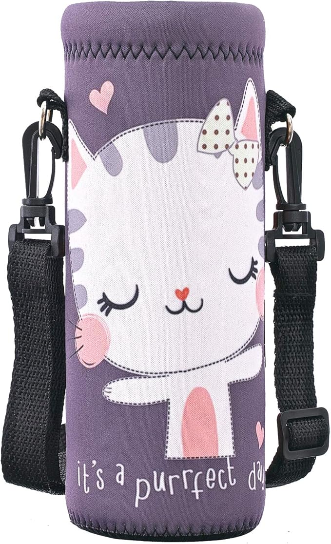 RICHEN Neoprene Water Bottle Carrier Bag with Adjustable Shoulder Strap,Insulated Water Bottle Cover for Stainless Steel/G...