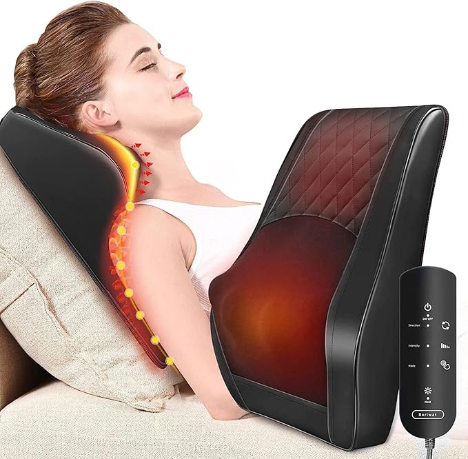 Boriwat Back Massager with Heat, 3D Kneading Massage Pillow for Back, Neck, Shoulder, Leg Pain Relief Deep Tissue, Gifts f...