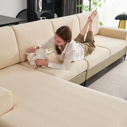 Eertop Couch Cushion Covers for Sectional Sofa, Wear Resistant Stretch Sofa Slipcovers for Sofa Universal Cushion Protecto...
