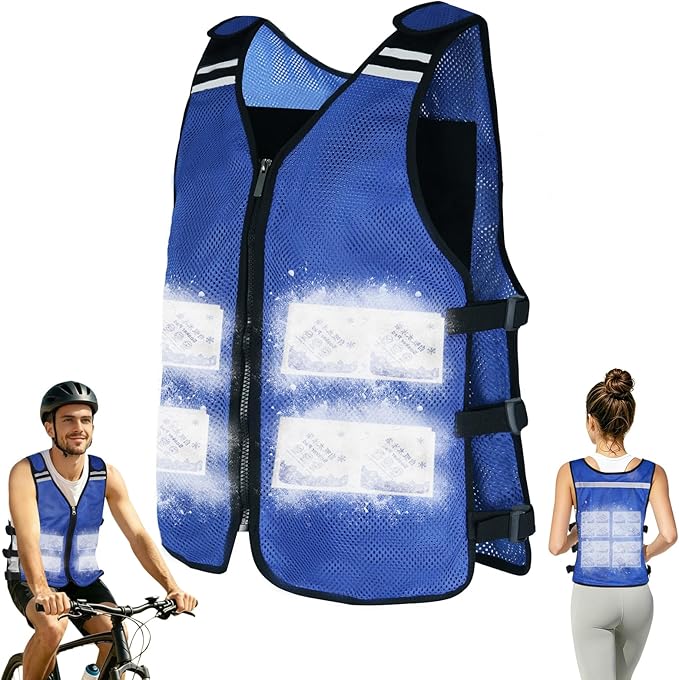 KkaFFe Cooling Vest for Hot Weather, Adjustable Cooling Jacket Safety Vest/Running Lightweight Vest/Reflective Vest/Ice Vest