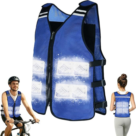 KkaFFe Cooling Vest for Hot Weather, Adjustable Cooling Jacket Safety Vest/Running Lightweight Vest/Reflective Vest/Ice Vest