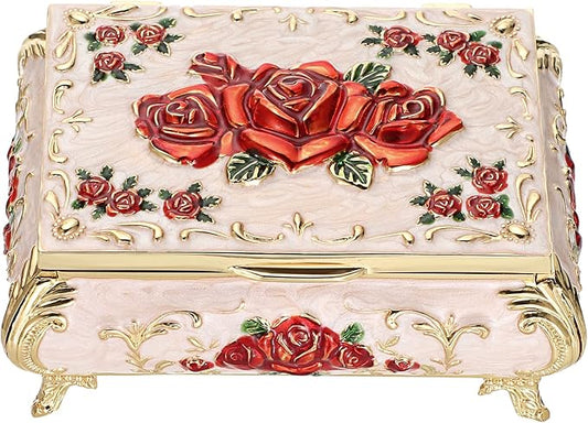 Hipiwe Vintage Metal Jewelry Box Small Treasure Chest Case Trinket Organizer Earrings Necklace Bracelet Storage Box Ring B...