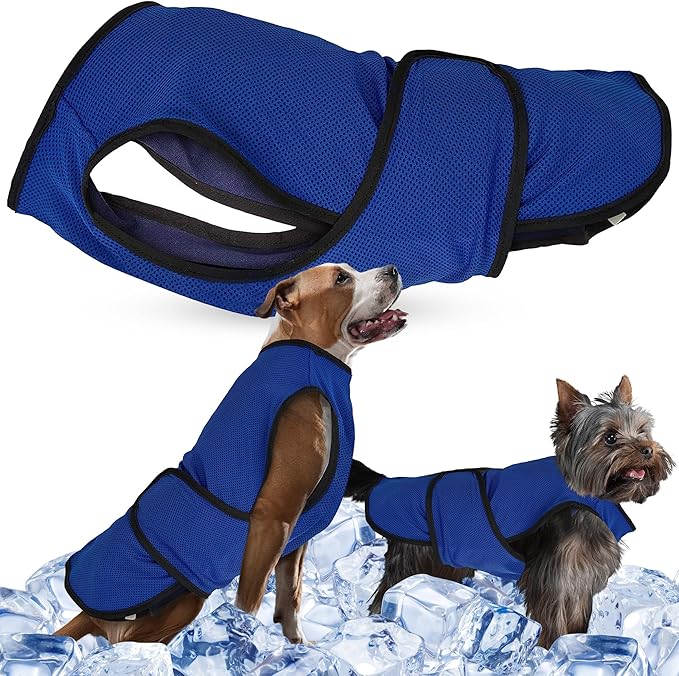 Lautus Pets Dog Cooling Vest – Lightweight Summer Jacket for Dogs with Zip Neck & Velcro – Easy On/Off Cooling Coat for Wa...